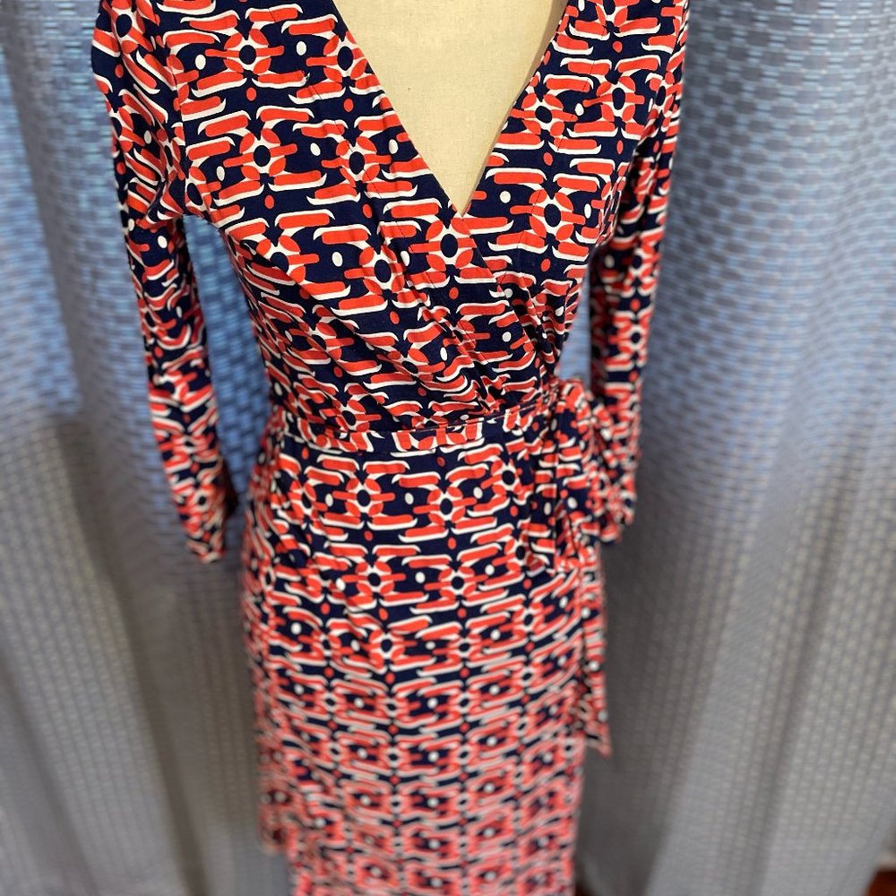Orange and Navy Felicity and Coco Wrap Dress, size M- LAST CHANCE!!!